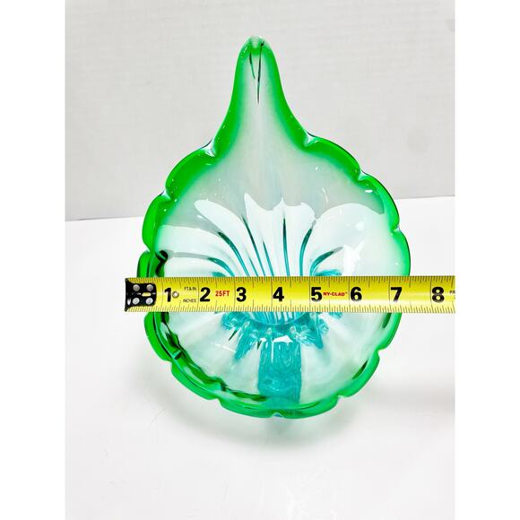 Murano Italian Blown Blue Green Turquoise Glass "Jack In The Pulpit" Vase - Picture 16 of 16